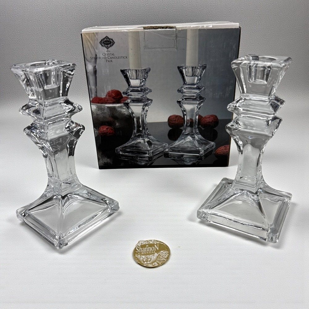 VTG Elegant Clear Crystal Candle Holders 6" Vintage-Style —  Christmas Holidays